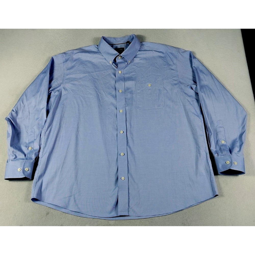 Orvis Mens XXL Light Blue Wrinkle Free Dress Shirt Button Down Pocket Stretch